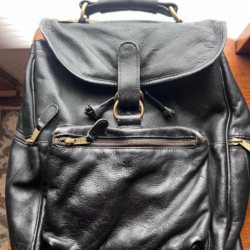 Frye Leather Backpack Bag Black Vintage